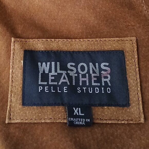 Wilsons Leather Pelle Studio Coat XL Brown Suede Faux Fur Trim Penny Lane - Picture 9 of 13